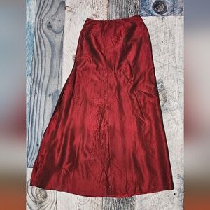Vera Wang Burgundy Acetate Taffeta Event Maxi Skirt Vintage Christmas Wedding